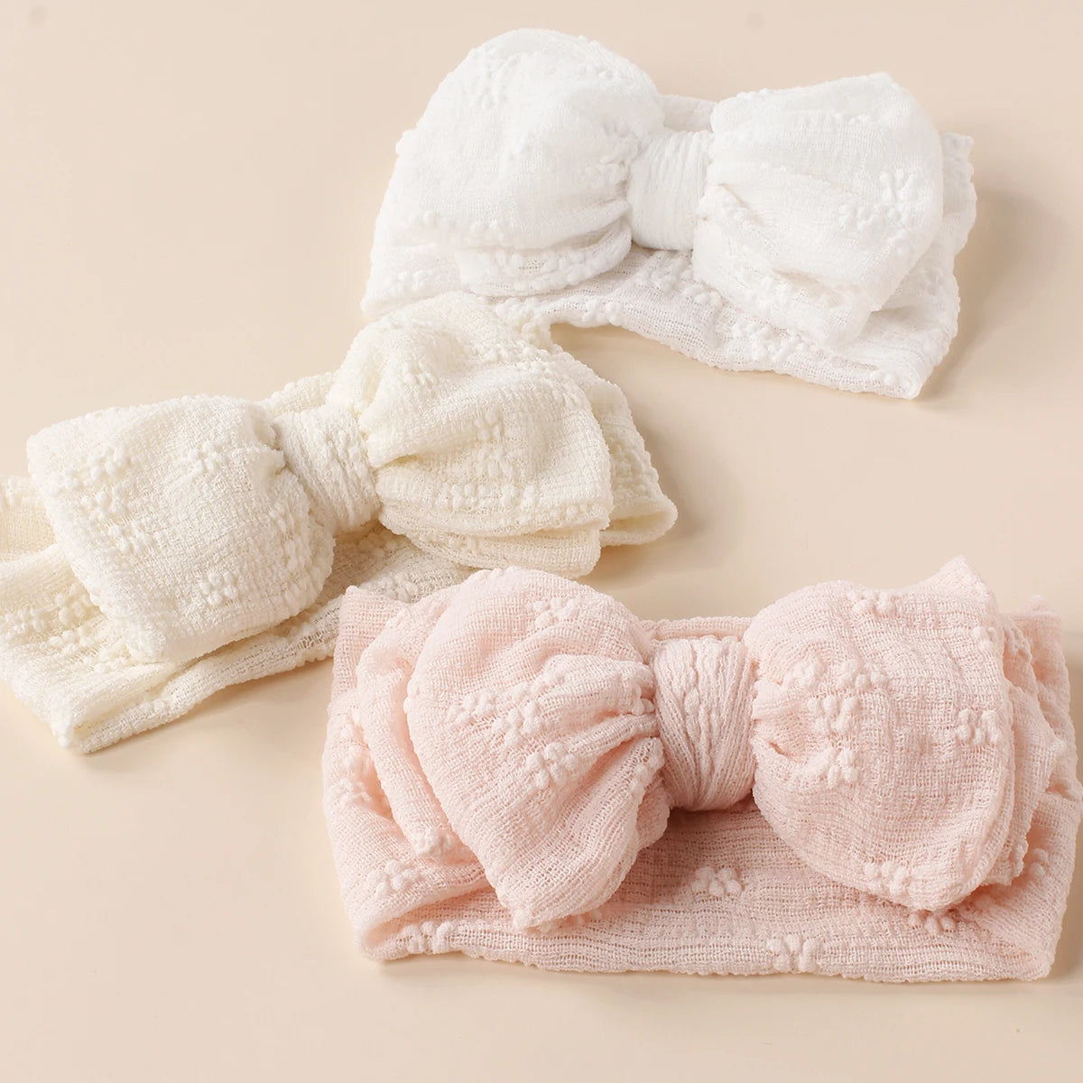 Breathable Baby Mesh Headbands Top Knot Double Bows Soft Turban Headwraps For Girls