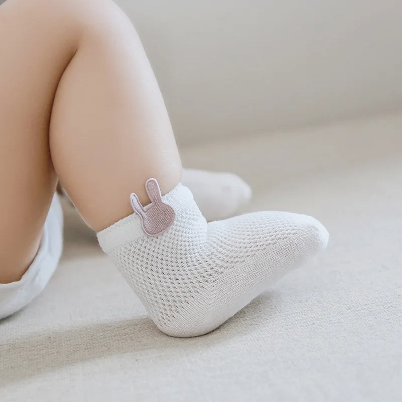 3 Pairs Infant Baby Socks for Girls or Boys Thin Cotton Breathable Mesh Cute Accessories Unisex