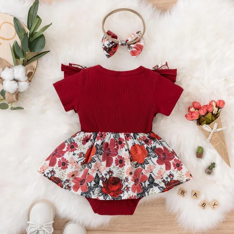 Baby Girl Dress With Bowknot Striped Jumpsuit Cotton Dress