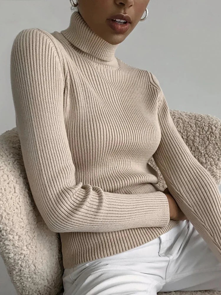 Women Fall Turtleneck Sweater Knitted Soft Cashmere Pullovers