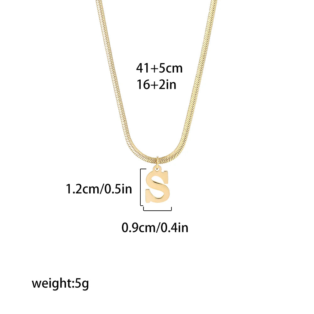 A-Z Alphabet Gold Plated Stainless Steel Non- Tarnishing Pendant Necklace